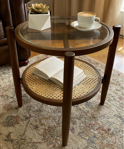 Rattan side table - side, century