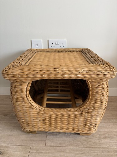 Large rattan wicker side table - rattan,