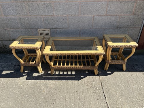 Rattan coffee table set with - coffee,