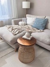 Teakwood, Rattan & Metal Round