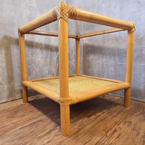 Square tier glass top bamboo - 2,